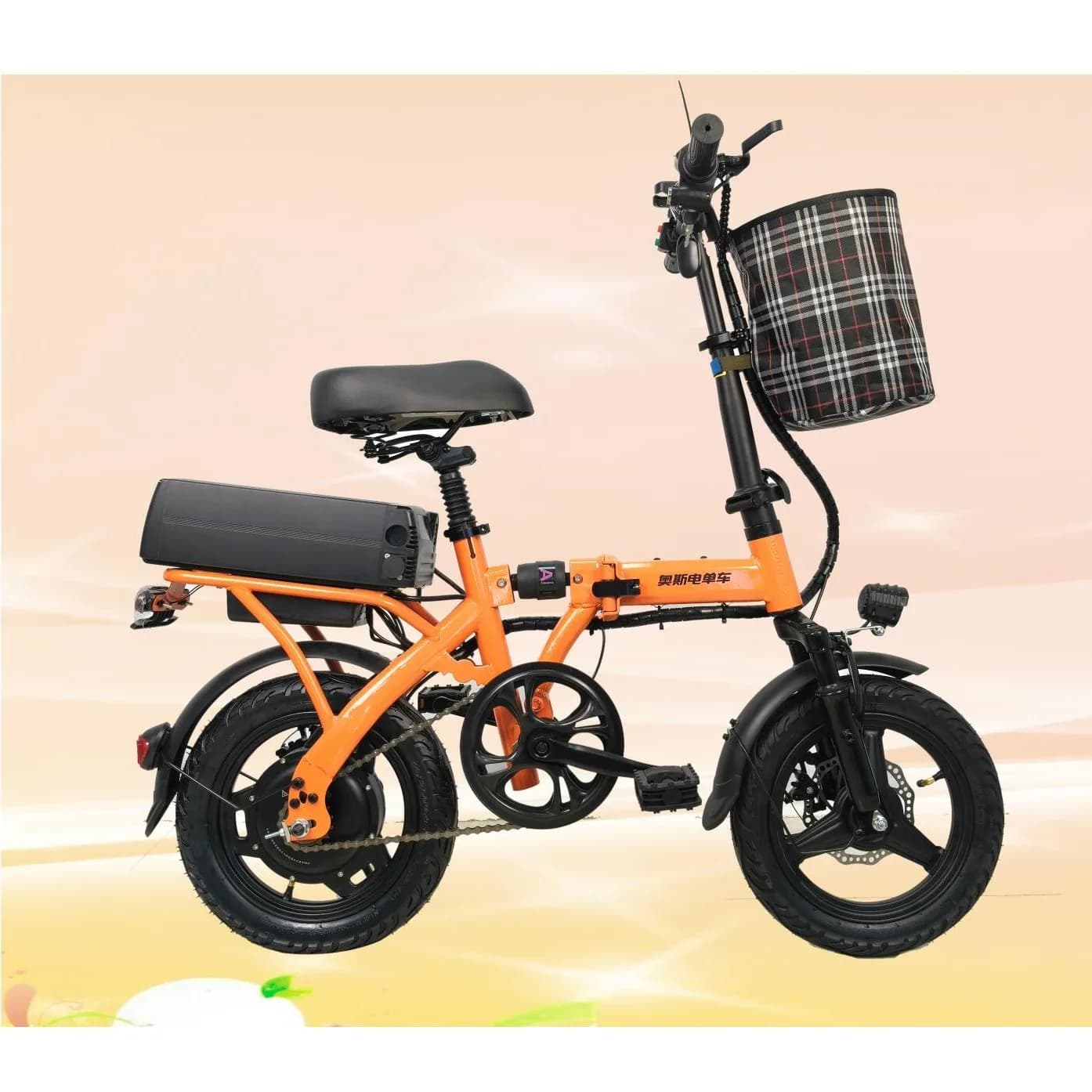 Qatlanan elektrik velosipedi, batareya arxa baqajda, 14", 350 Vt, şəkil 1