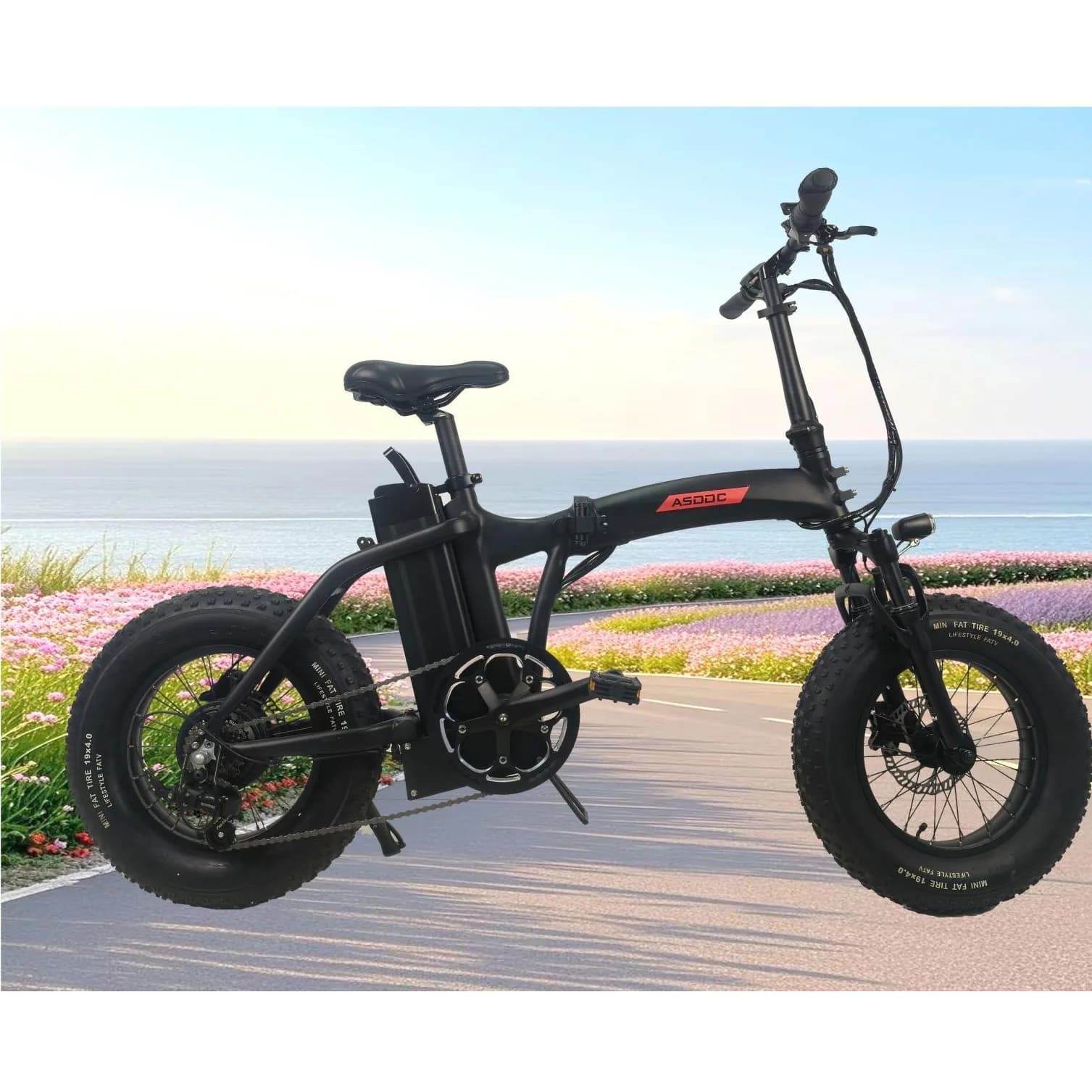 Qatlanan fat-bike elektrik velosipedi, 19 x 4,0, 1000 Vt, şəkil 1