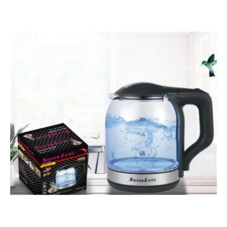 Şüşə elektrik çaydanı, 1,8 l, işıqlı, qara, şəkil 1