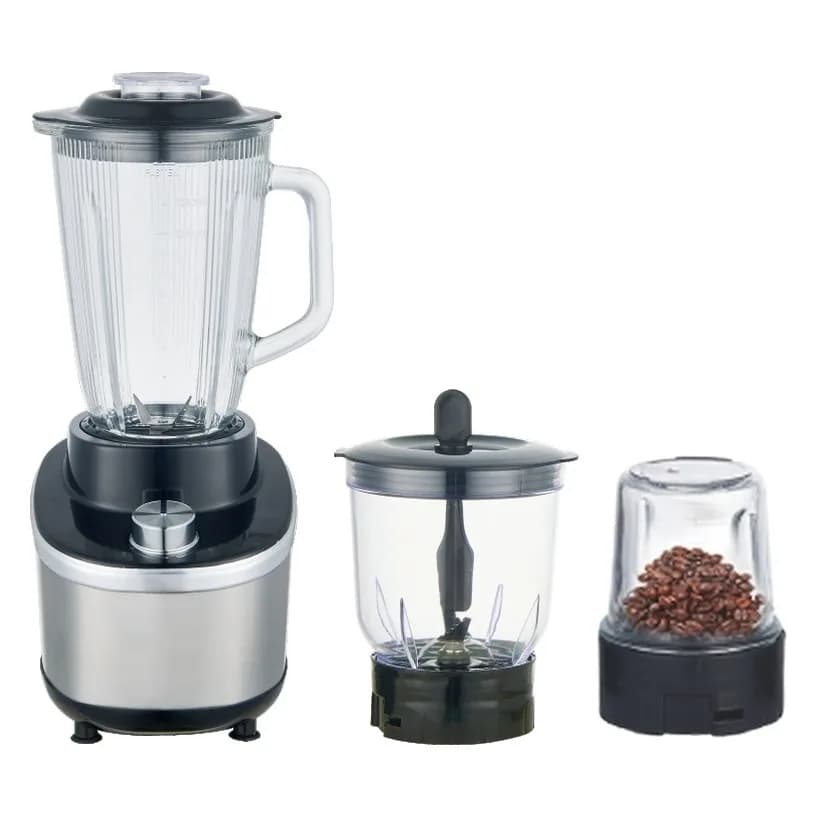 Blender 3-ü 1-də, doğrayıcı və üyüdücü ilə, 1,5 l şüşə qab, qara-polad, şəkil 1