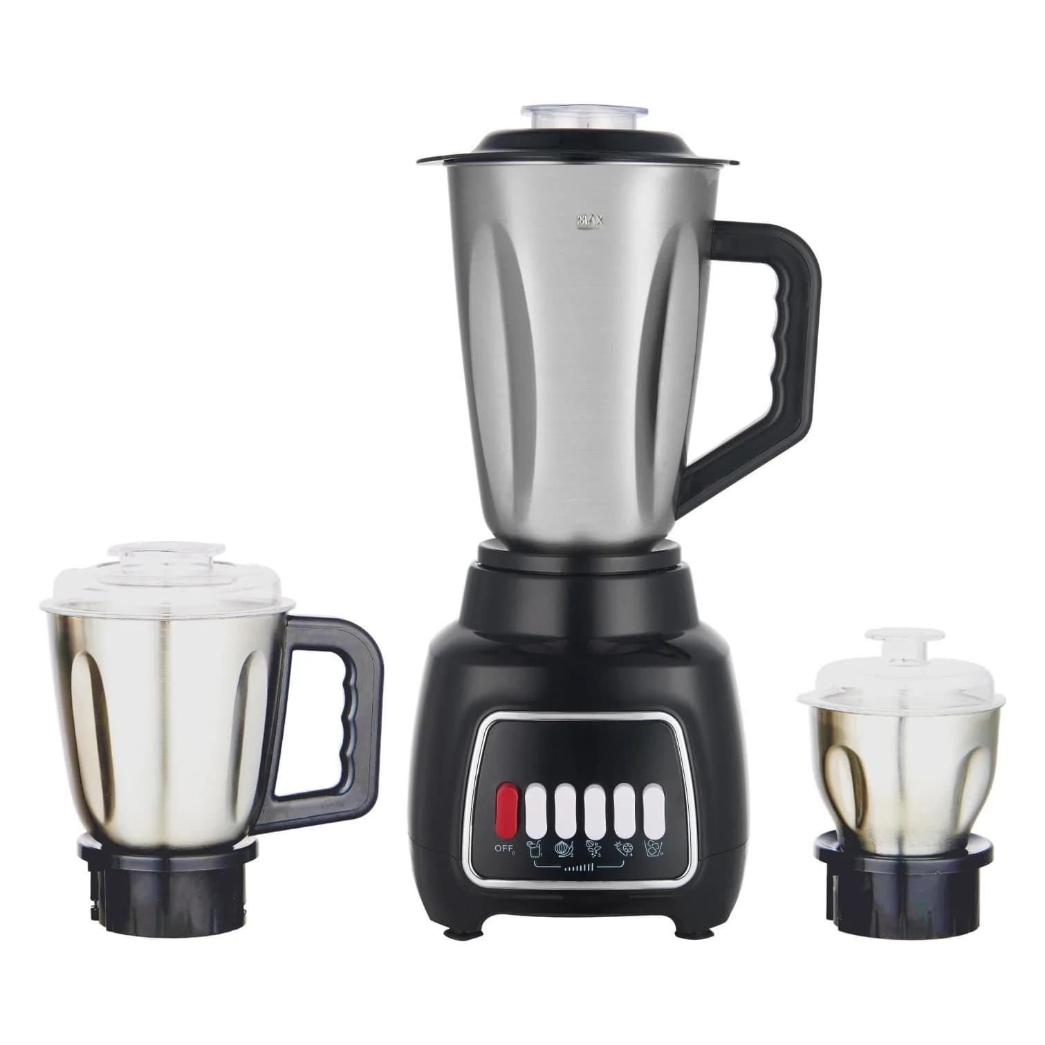 Blender 3-ü 1-də, paslanmayan polad qablarla, 1,25 l, qara, şəkil 1