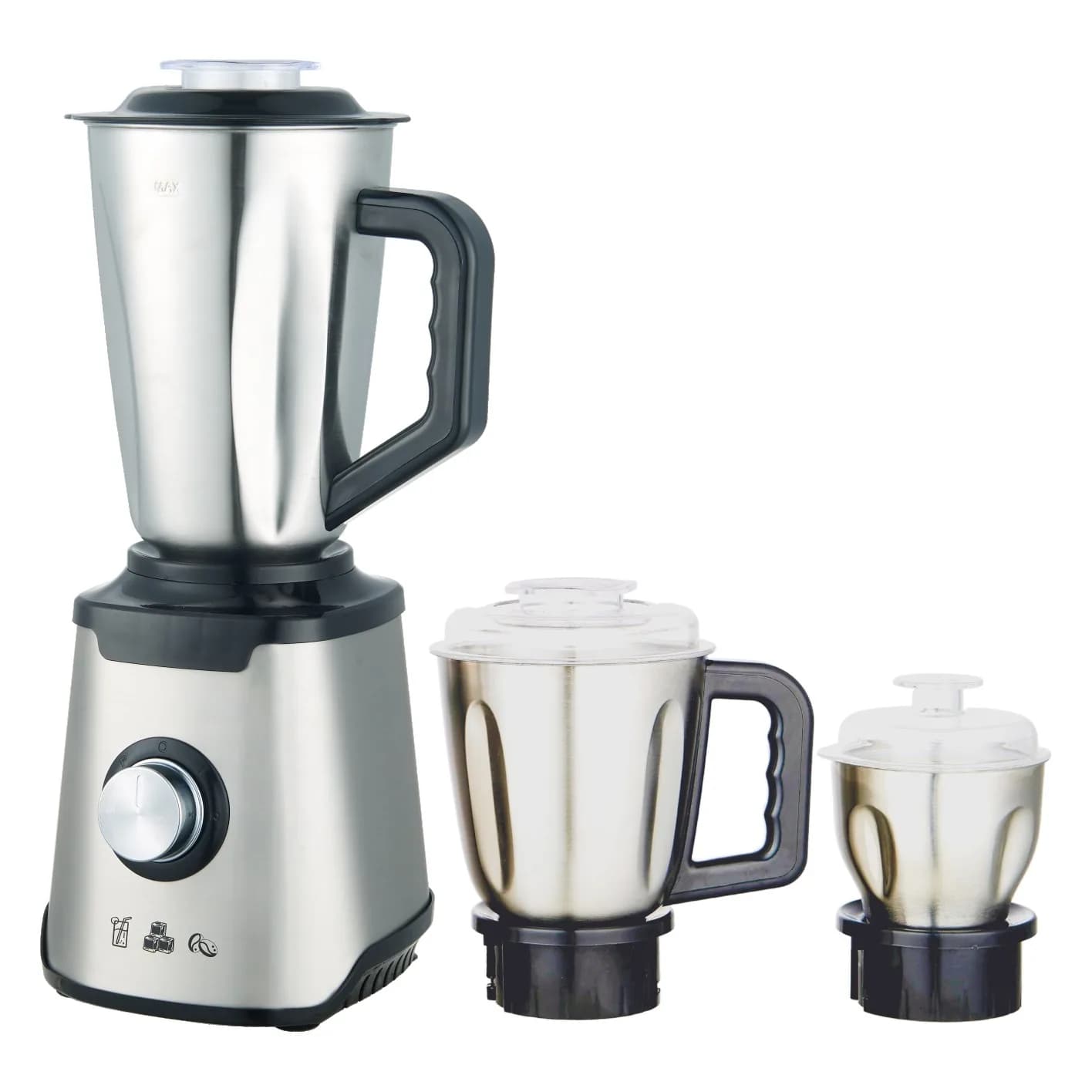 Blender 3-ü 1-də, paslanmayan polad qablarla, 1,25 l, gümüşü, şəkil 1