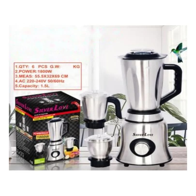 Polad qablı blender 3-ü 1-də, 1,5 l, gümüşü, şəkil 1