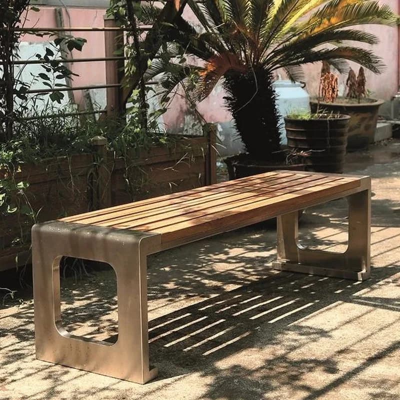 Söykənəcəksiz park skamyası, 120 sm, daş görünüşlü yanlıqlar, şəkil 1