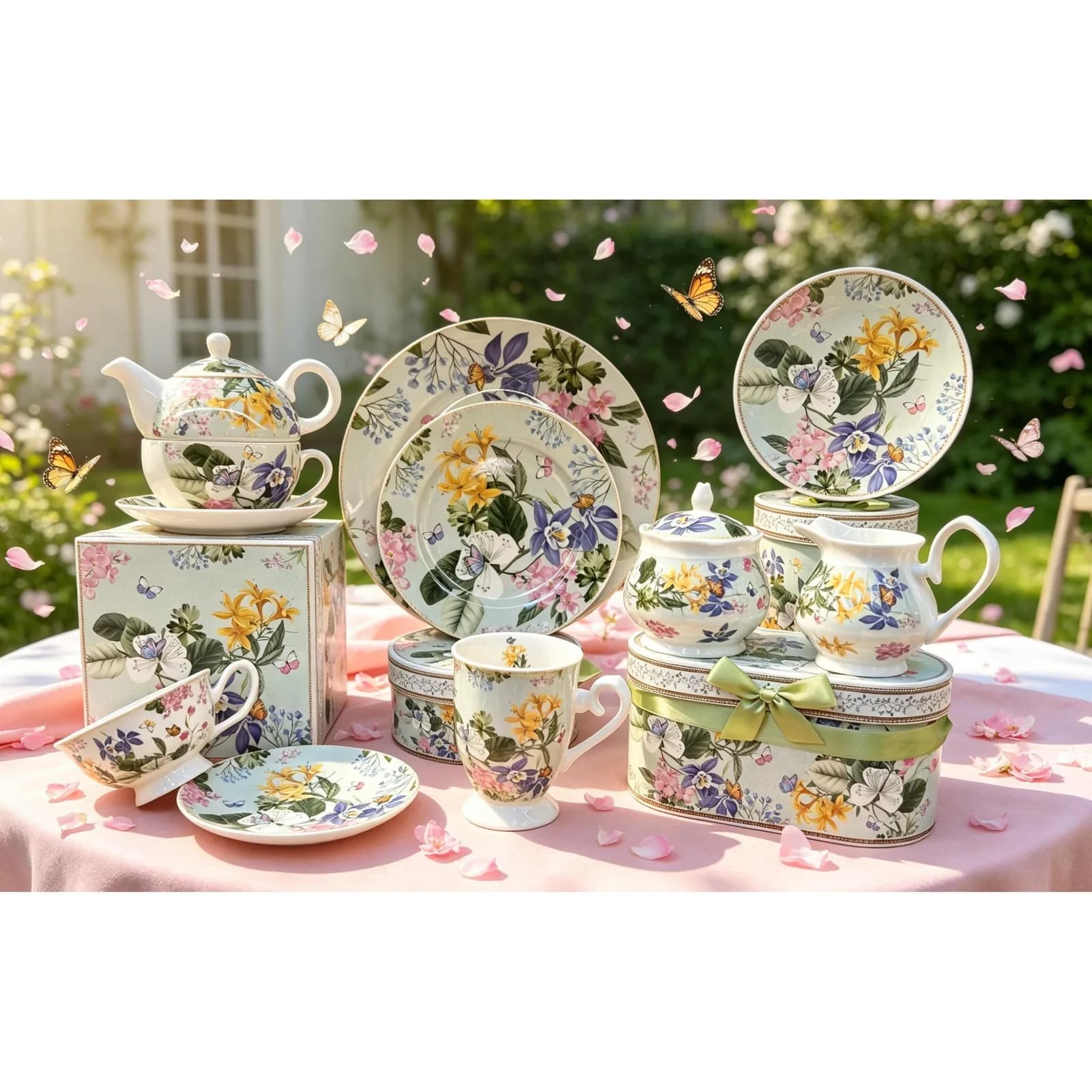 Keramika çay və süfrə qabları kolleksiyası «Çiçəklər və kəpənəklər», şəkil 1