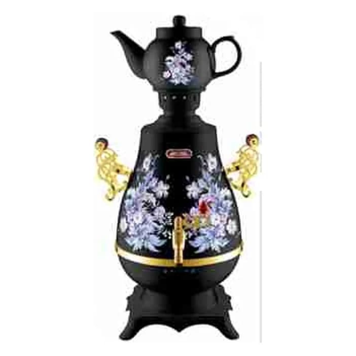 Elektrik samovar 3,2 l, plastik gövdəli, çiçək naxışlı, qızılı tutacaqlı, GL-T25W, şəkil 1
