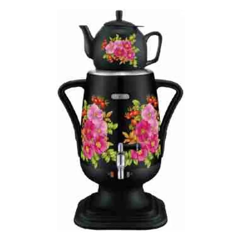 Elektrik samovar 3,2 l, kvadrat altlıqlı, çiçək naxışlı, şəkil 1