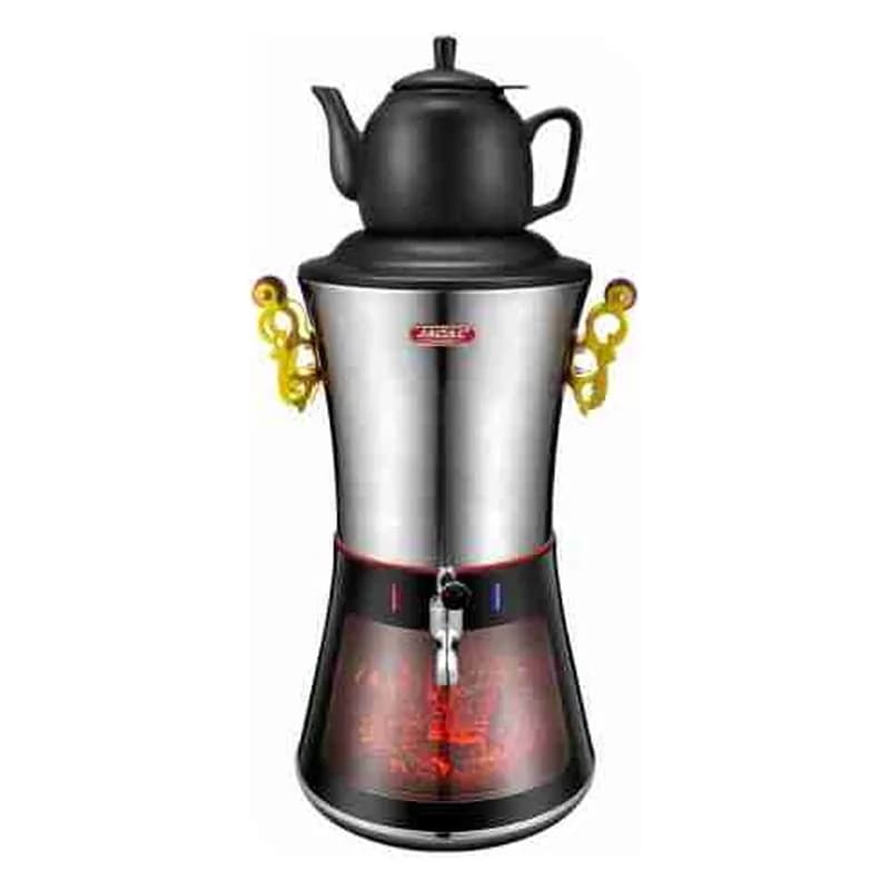 Elektrik samovar, kamin effektli, qızılı tutacaqlı, şəkil 1