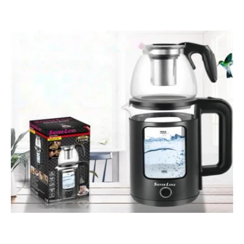 Elektrik çay dəmləyən, qara, 1,8 + 1,0 l, şəkil 1