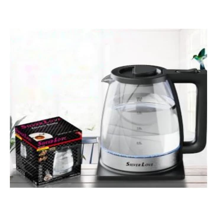 Şüşə elektrik çaydanı, 2 l, qara, şəkil 1