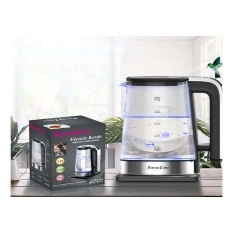 Şüşə elektrik çaydanı, 2,5 l, qara, şəkil 1