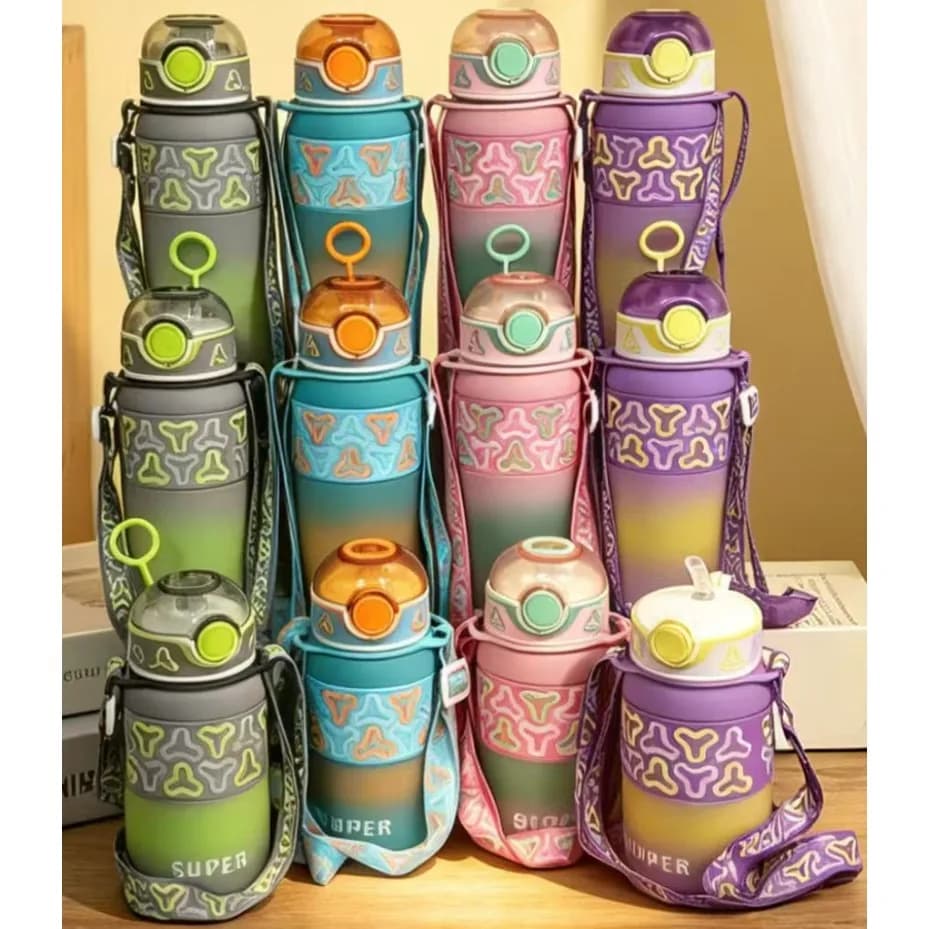 Uşaq su qabı, konstruktor naxışlı, matlı, çiyin qayışlı, 600 / 800 / 1000 ml, şəkil 1