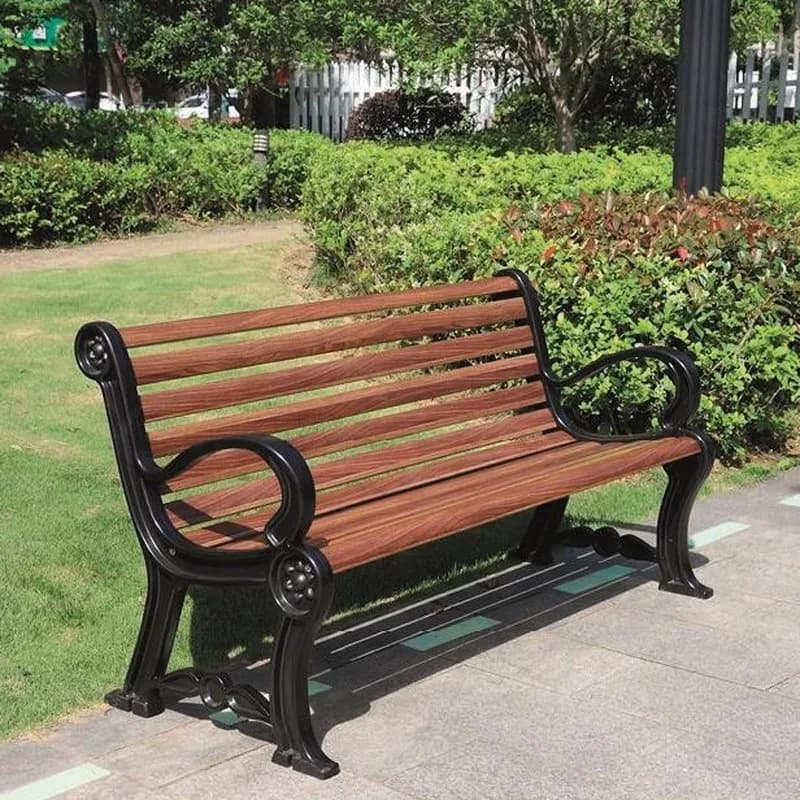 Park skamyası, söykənəcəkli, 120 sm, dairəvi qıvrım qoltuqlar, şəkil 1