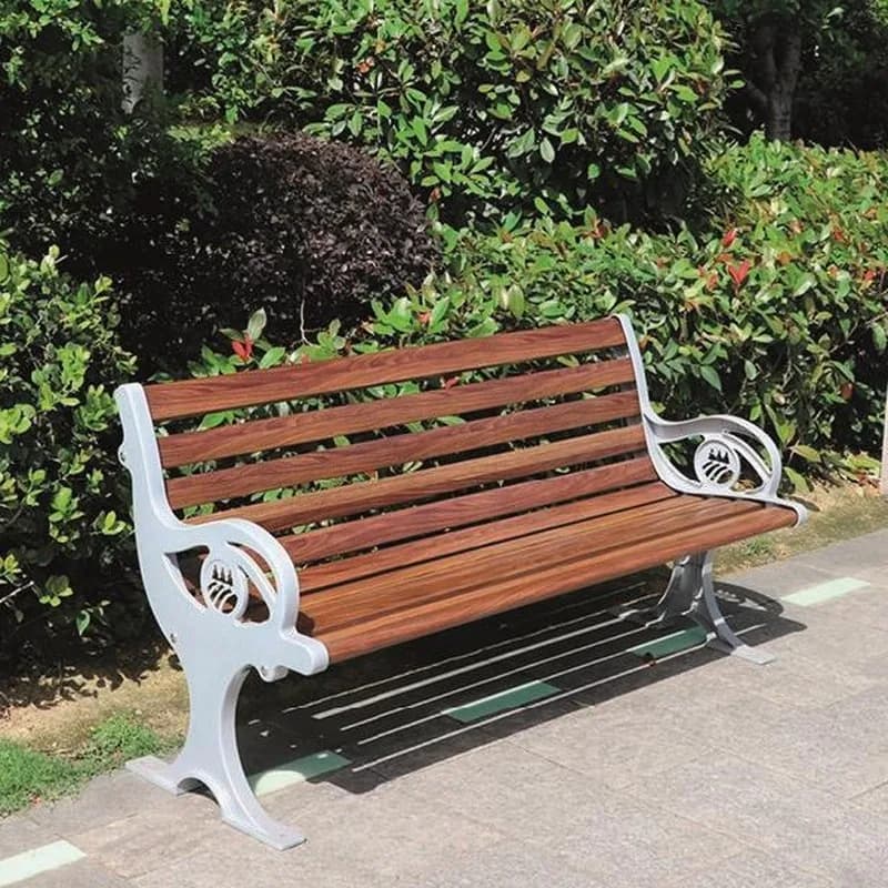 Park skamyası, söykənəcəkli, 120 sm, ağ naxışlı ayaqlar, şəkil 1