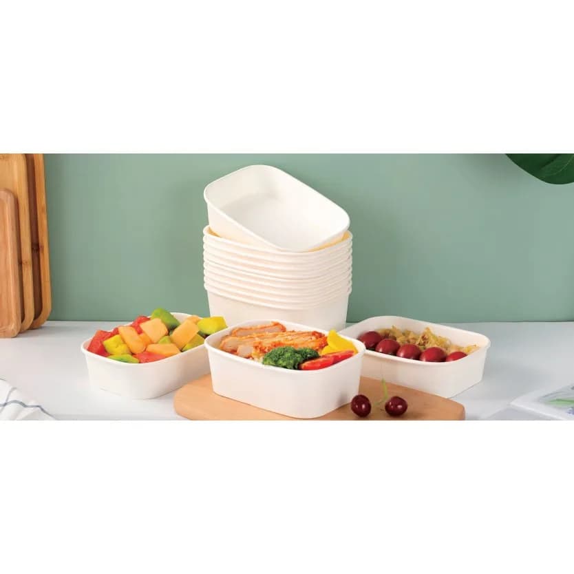 Düzbucaqlı kağız yemək qabı qapaqla, 500-1000 ml, şəkil 1