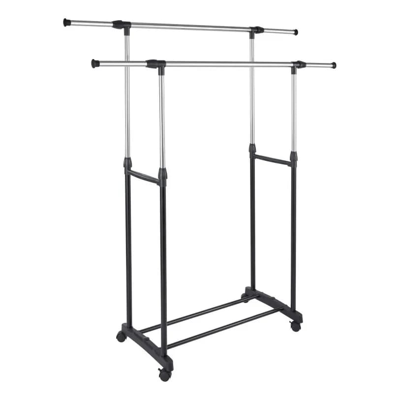 Təkərli paltar asılqanı, iki tirli, 80-150 x 43 x 90-160 sm, şəkil 1