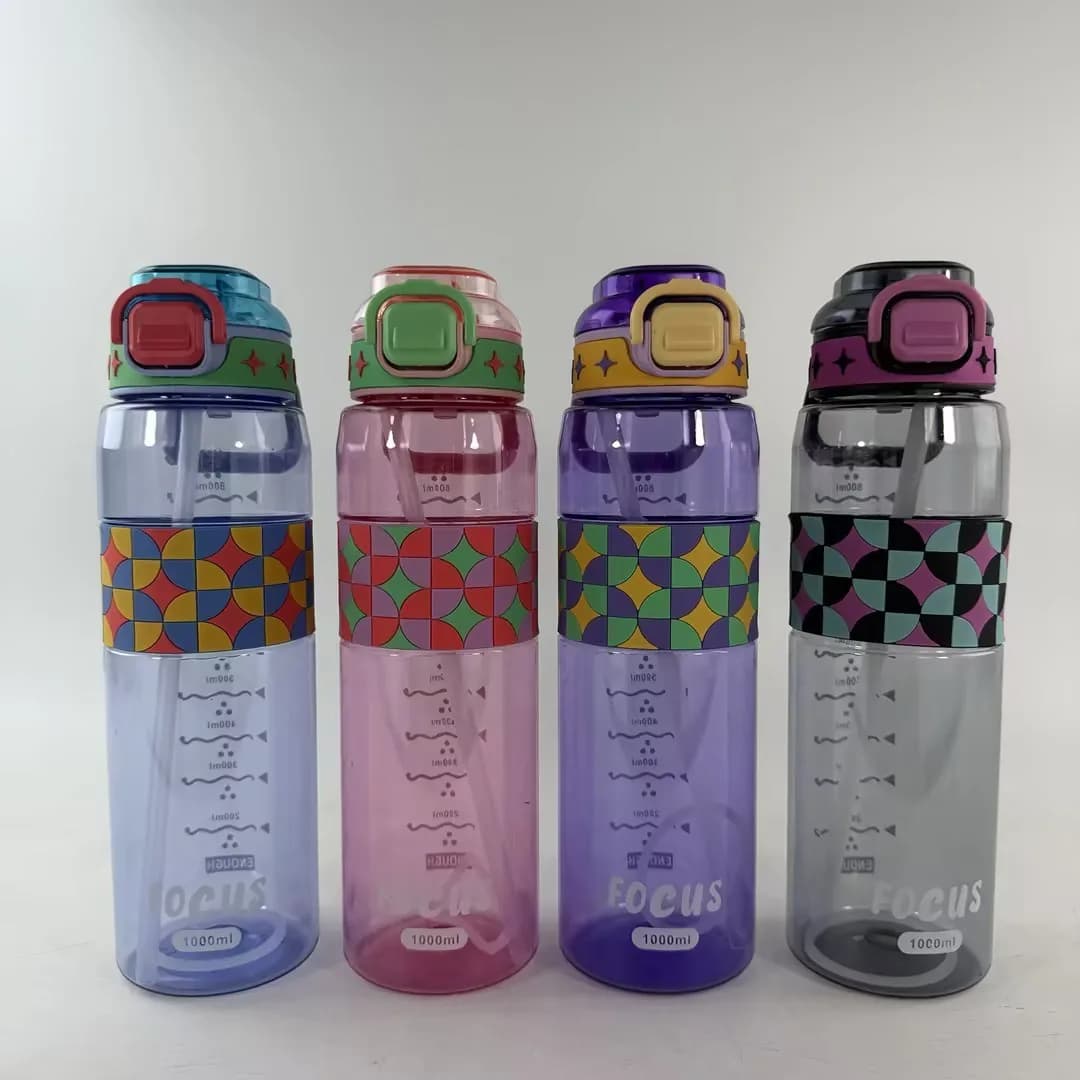 Su qabı, şəffaf, romb naxışlı, qayışlı, 800 / 1000 ml, şəkil 1