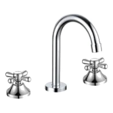 Üç dəlikli lavabo krani, çarpaz qollar, zəngvari altlıq, şəkil 1